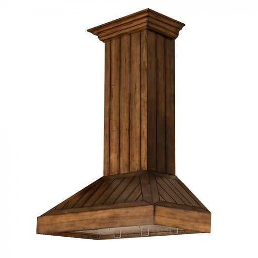 ZLINE 30 in. Wooden Convertible Vent Wall Mount Range Hood in Rustic Light Finish - Includes Motor (KPLL-30)