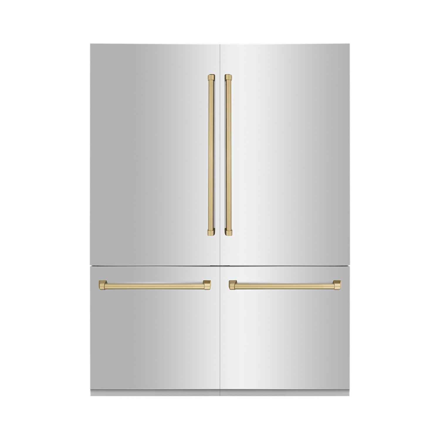 ZLINE Autograph Edition 60 in. 32.2 cu. ft. Built-in 4-Door French Door Refrigerator with Internal Water and Ice Dispenser in Stainless Steel with Champagne Bronze Accents (RBIVZ-304-60-CB) front.
