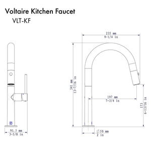 ZLINE Voltaire Kitchen Faucet (VLT-KF) specification diagram