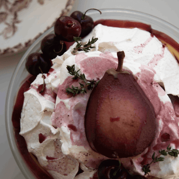 Poached Pear Pavlova