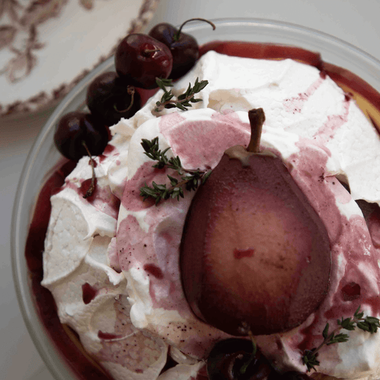 Poached Pear Pavlova