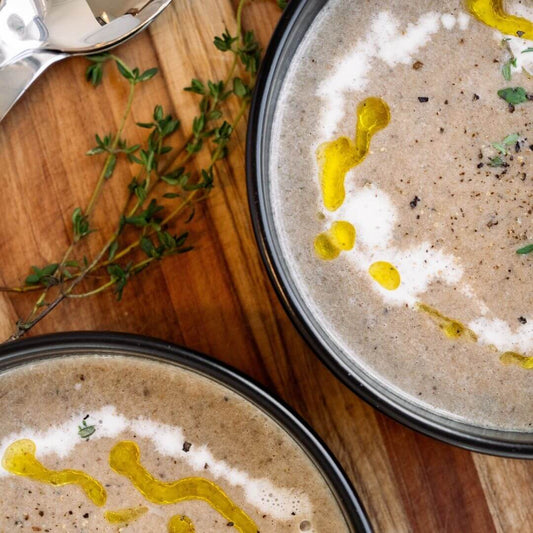 Velvety Wild Mushroom Soup with Thyme and White Wine