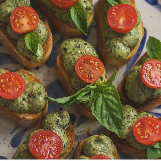 Whipped Ricotta Pesto Crostini