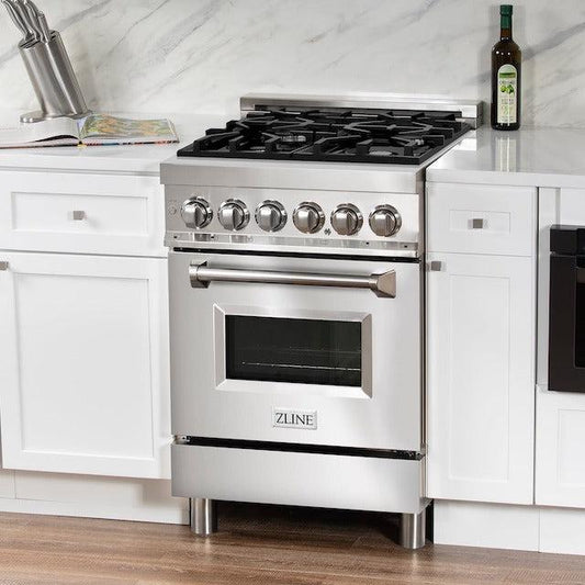 ZLINE 24-inch range in a farmhouse kitchen.