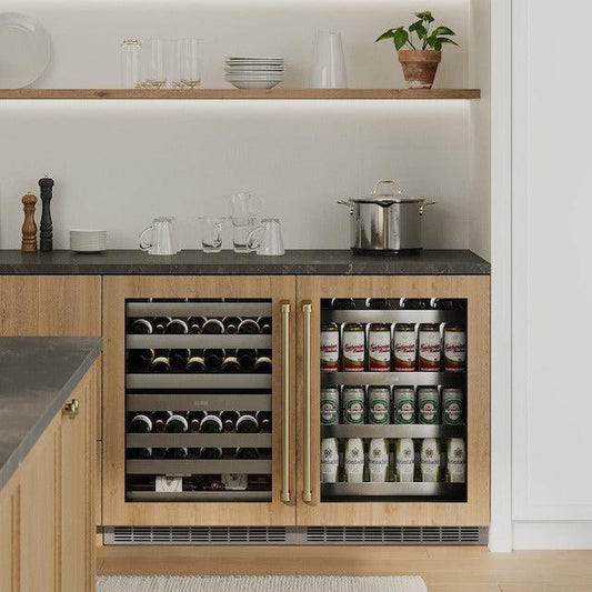 ZLINE Autograph Edition Wine Cooler and Beverage Fridge side by side.