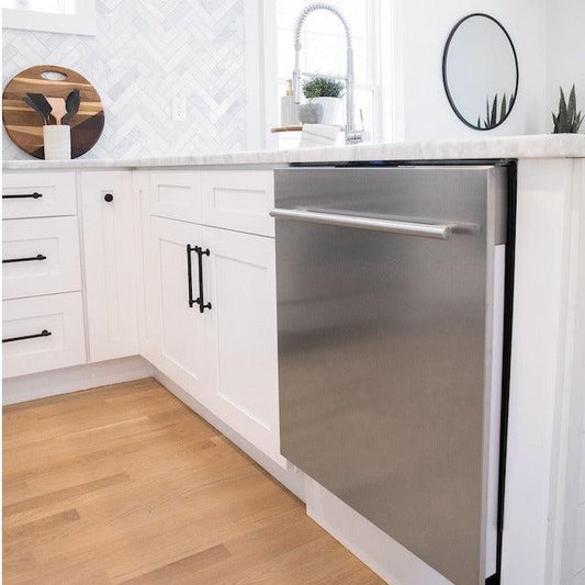 ZLINE DuraSnow® dishwasher in a cottage-style kitchen