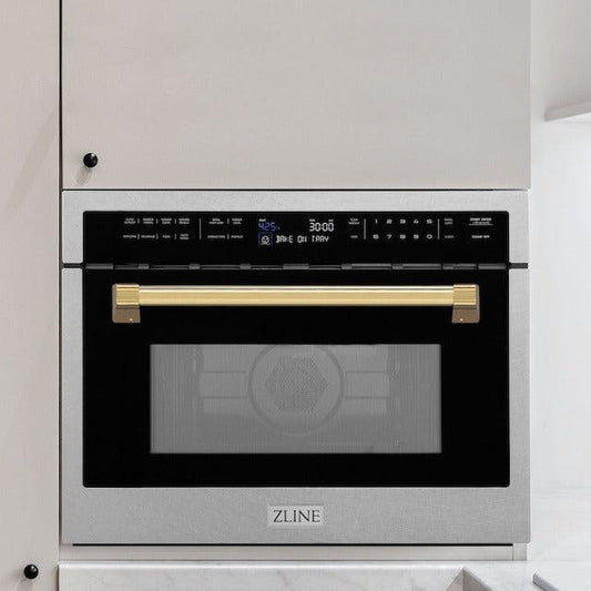 ZLINE Autograph Edition DuraSnow® Microwave in a kitchen.