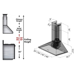 ZLINE 42 in. Convertible Vent Wall Mount Range Hood in Stainless Steel (KL2-42)