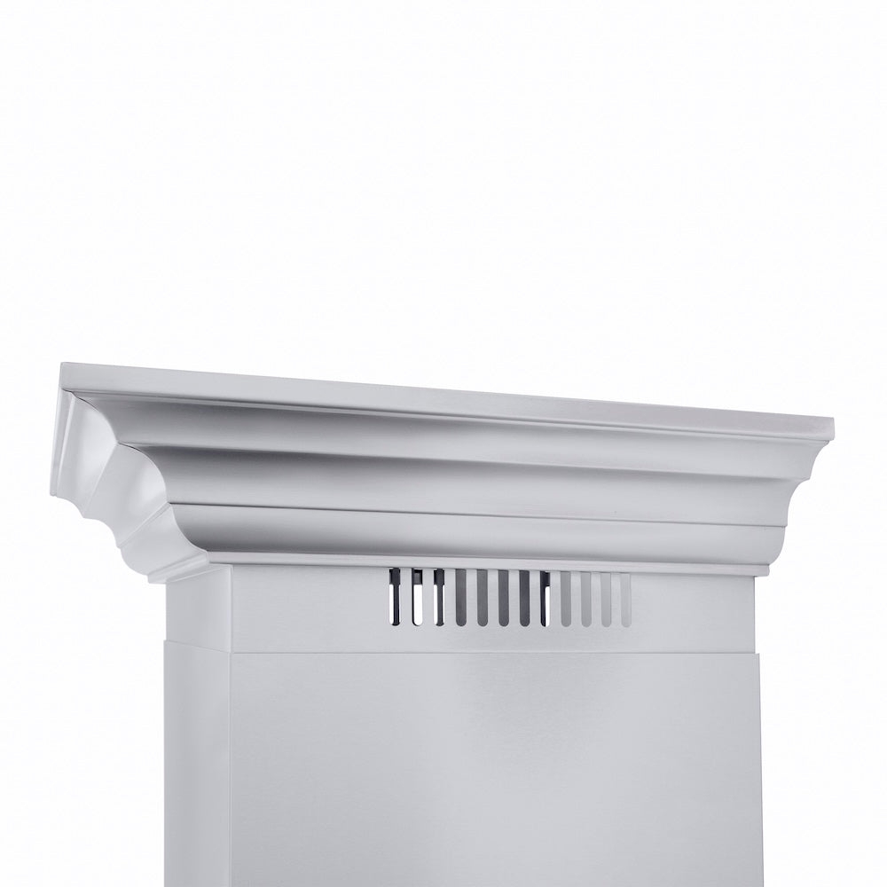 ZLINE 48 in. Professional Ducted Wall Mount Range Hood in Stainless Steel with Crown Molding (667CRN-48)