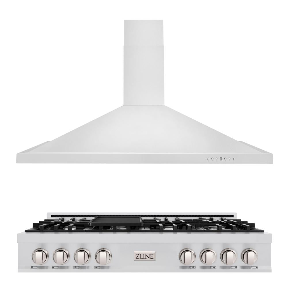 ZLINE Kitchen Package with 48 in. Stainless Steel Rangetop and 48 in. Convertible Range Hood (2KP-RTRH48)
