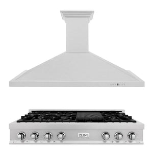 ZLINE Kitchen Package with 48 in. Satin Stainless Steel Rangetop and Convertible Range Hood main image.