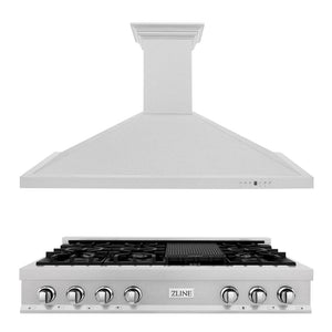 ZLINE Kitchen Package with 48 in. DuraSnow® Stainless Steel Rangetop and 48 in. Convertible Range Hood (2KP-RTSRH48)