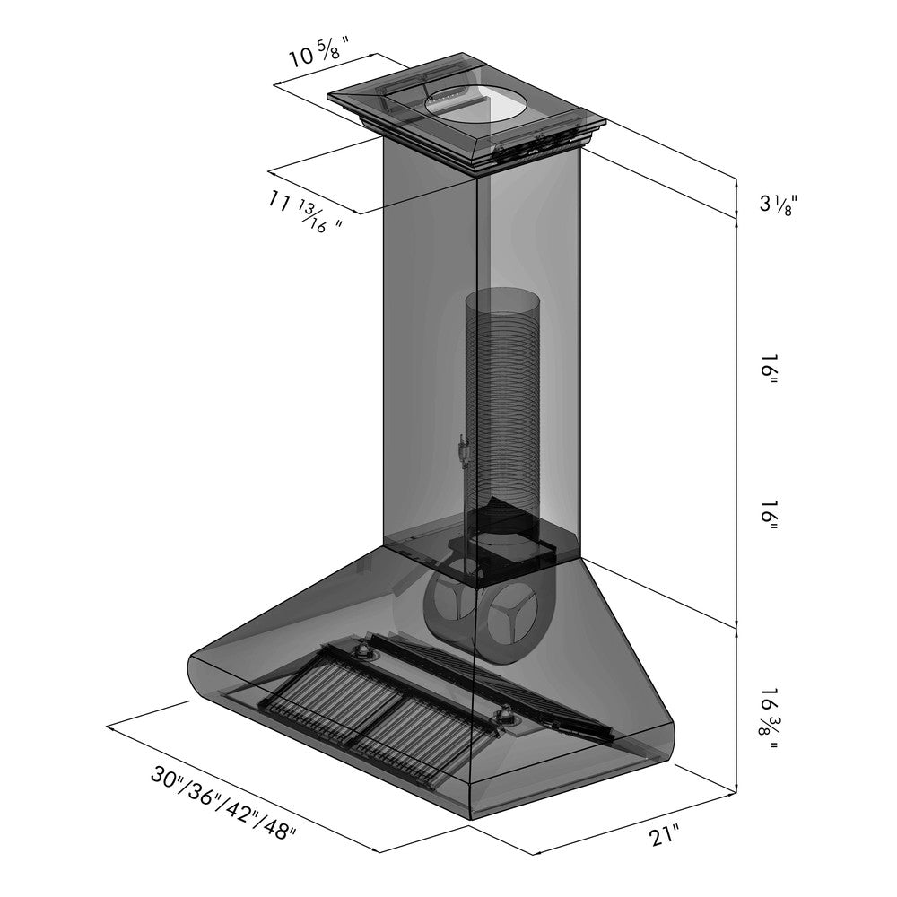 ZLINE 30 in. Professional Convertible Vent Wall Mount Range Hood in Stainless Steel with Crown Molding (587CRN-30)