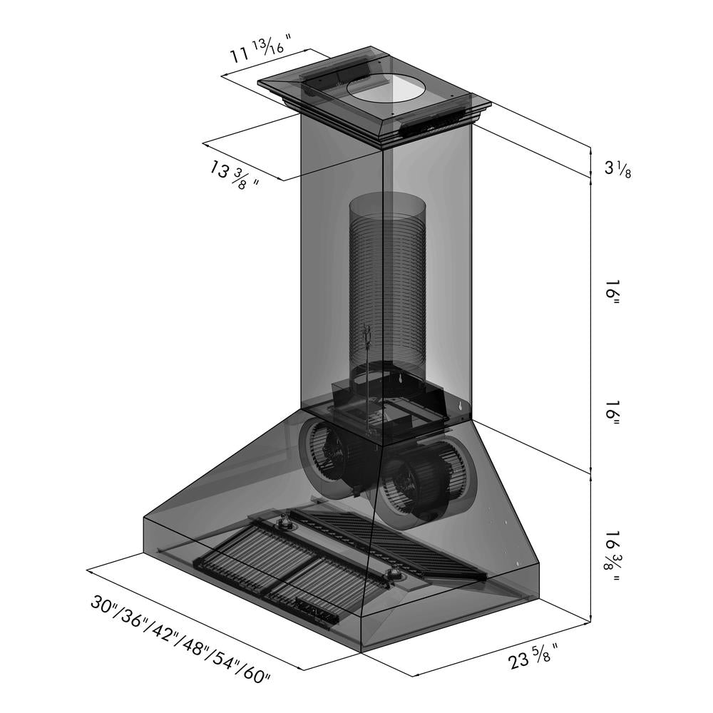 ZLINE 36 in. Professional Ducted Wall Mount Range Hood in Stainless Steel with Crown Molding (667CRN-36)