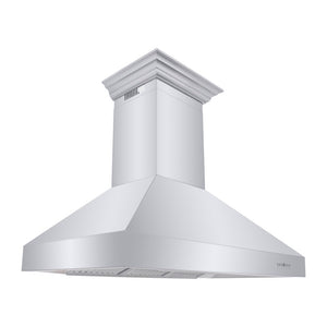 ZLINE 48 in. Professional Ducted Wall Mount Range Hood in Stainless Steel with Crown Molding (667CRN-48)