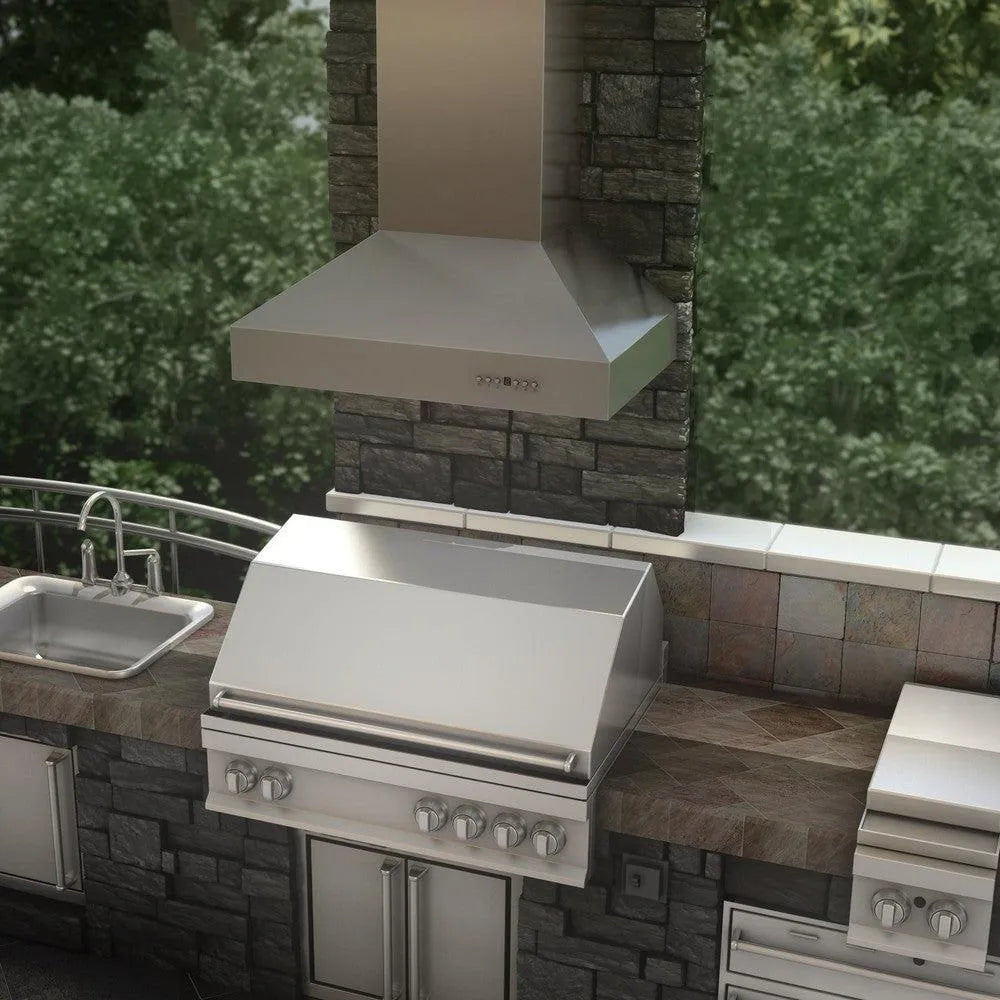 ZLINE 36 in. Ducted Wall Mount Range Hood in Outdoor Approved Stainless Steel (697-304-36)