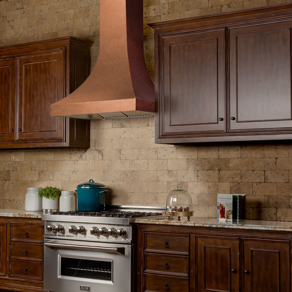 ZLINE 36 in. Designer Series Hand-Hammered Copper Finish Ducted Wall Mount Range Hood (8632H-36)