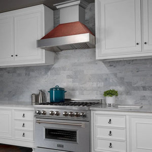 ZLINE 30 in. Ducted Satin Stainless Steel Wall Mount Range Hood with Hand-Hammered Copper Shell (8654HH-30)