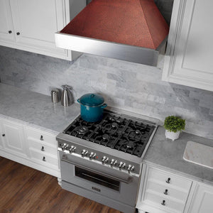 ZLINE 30 in. Ducted Satin Stainless Steel Wall Mount Range Hood with Hand-Hammered Copper Shell (8654HH-30)