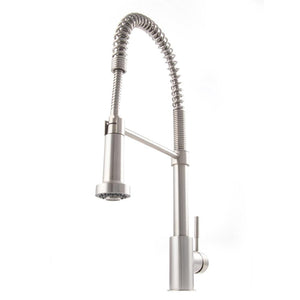 ZLINE Apollo Pull Down Spring Single Handle Kitchen Faucet in Brushed Nickel (APL-KF-BN) side.