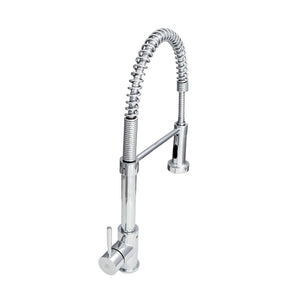 ZLINE Apollo Pull Down Spring Single Handle Kitchen Faucet in Chrome (APL-KF-CH) behind, above.