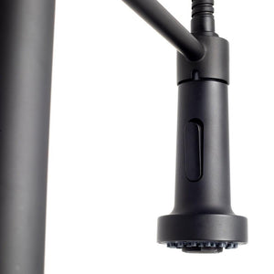 ZLINE Apollo Pull Down Spring Kitchen Faucet in Matte Black (APL-KF-MB) water spray control.