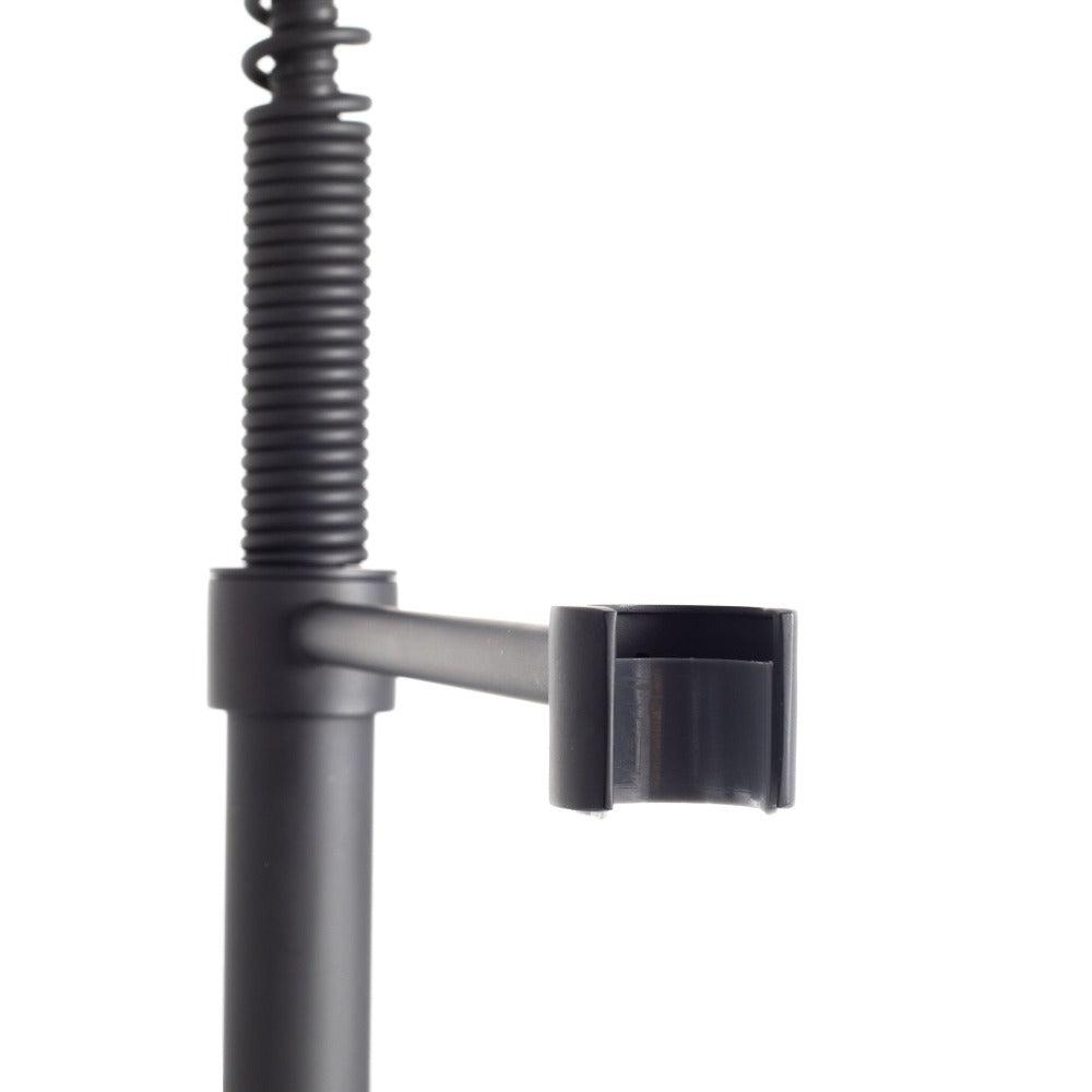 ZLINE Apollo Pull Down Spring Kitchen Faucet in Matte Black (APL-KF-MB) lock-in spray wand dock.