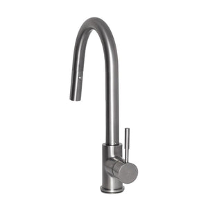 ZLINE Arthur Kitchen Faucet in Brushed Nickel (ATH-KF-BN) behind, side.