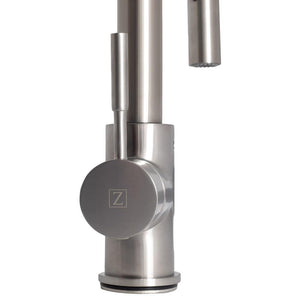 ZLINE Arthur Pull Down Single Handle Kitchen Faucet in Brushed Nickel (ATH-KF-BN) mount and handlle.