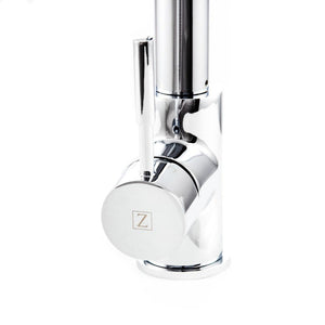 ZLINE Arthur Pull Down Single Handle Kitchen Faucet in Chrome (ATH-KF-CH) mount and handle.