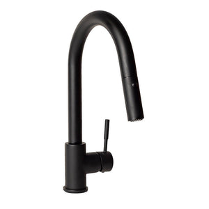 ZLINE Arthur Pull Down Single Handle Kitchen Faucet in Matte Black (ATH-KF-MB) side, front.