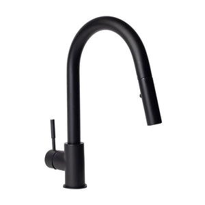 ZLINE Arthur Pull Down Single Handle Kitchen Faucet in Matte Black (ATH-KF-MB) side.