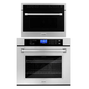 ZLINE Stainless Steel 24 in. Built-in Convection Microwave Oven and 30 in. Single Wall Oven with Self Clean (2KP-MW24-AWS30) main image.