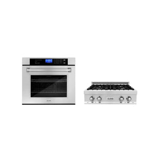 ZLINE Kitchen Package with 30 in. Stainless Steel Rangetop and 30 in. Single Wall Oven (2KP-RTAWS30) main image.