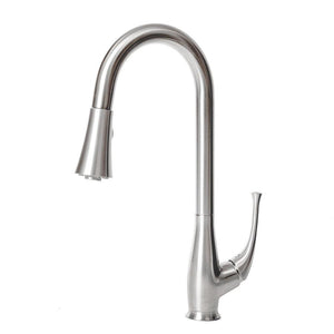 ZLINE Castor Pull Down Kitchen Faucet in Brushed Nickel (CAS-KF-BN) side.