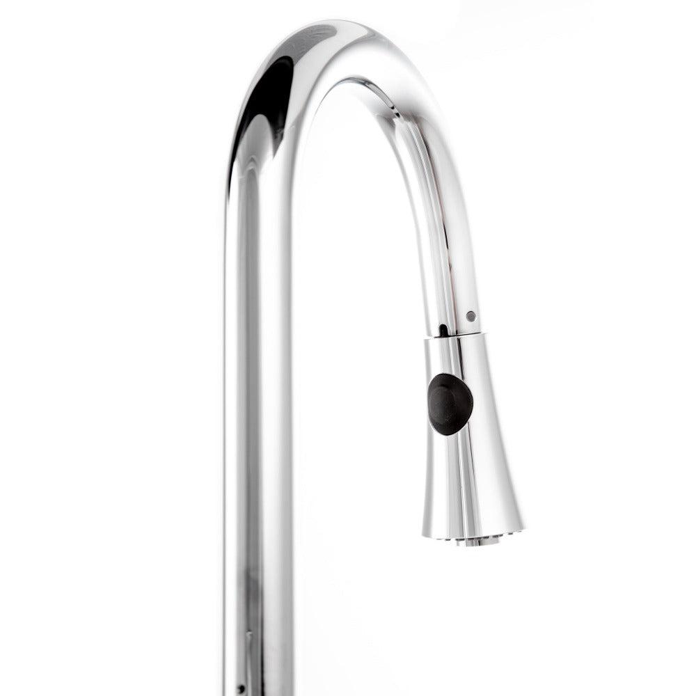 ZLINE Castor Pull Down Kitchen Faucet in Chrome (CAS-KF-CH) behind.