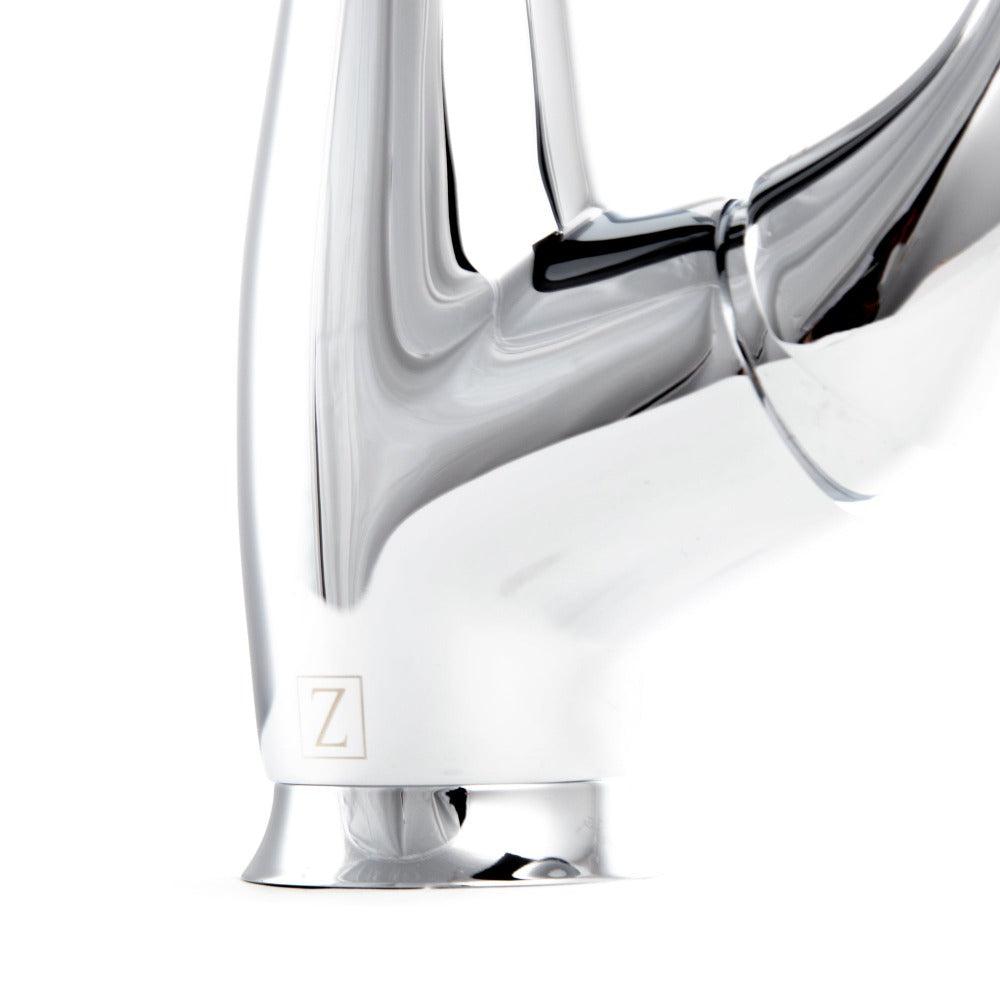 ZLINE Castor Pull Down Kitchen Faucet in Chrome (CAS-KF-CH) mount and handle.