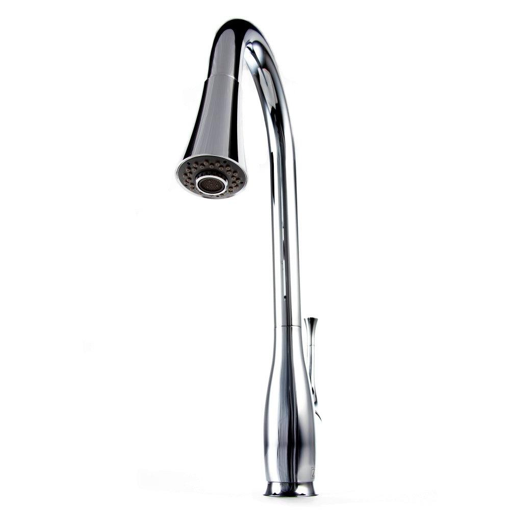 ZLINE Castor Pull Down Kitchen Faucet in Chrome (CAS-KF-CH) front.