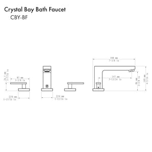 ZLINE Crystal Bay Widespread Bath Faucet in Brushed Nickel (CBY-BF-BN) dimensional diagram.