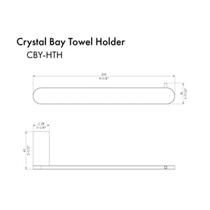 ZLINE Crystal Bay Towel Holder in Matte Black (CBY-HTH-MB) dimensional diagram.