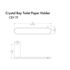 ZLINE Crystal Bay Toilet Paper Holder in Chrome (CBY-TP-CH) dimensional diagram.