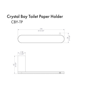ZLINE Crystal Bay Toilet Paper Holder in Polished Gold (CBY-TP-PG) dimensional diagram.
