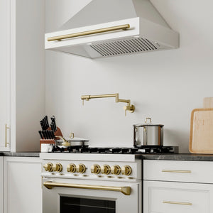 ZLINE Autograph Edition 36 in. Stainless Steel Range Hood with Stainless Steel Shell and Champagne Bronze Handle (8654STZ-36-CB)