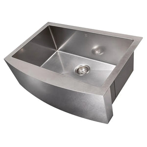 ZLINE 30 in. Zermatt Farmhouse Apron Mount Single Bowl Satin Stainless Steel Kitchen Sink with Bottom Grid (SAS-30S) main image.