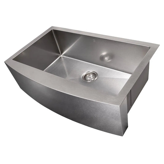 ZLINE 33 in. Vail Farmhouse Apron Mount Single Bowl Stainless Steel Kitchen Sink with Bottom Grid (SAS-33) main image.