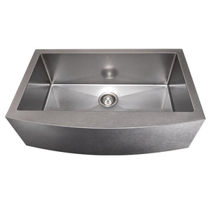 ZLINE Vail 33 in. Farmhouse Apron Mount Single Bowl Stainless Steel Kitchen Sink with Bottom Grid (SAS-33) front, no grate.