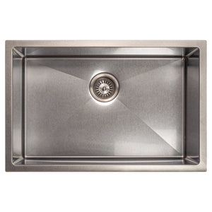 ZLINE Meribel 27 in. Undermount Single Bowl Stainless Steel Kitchen Sink with Bottom Grid (SRS-27) overhead, no grate.