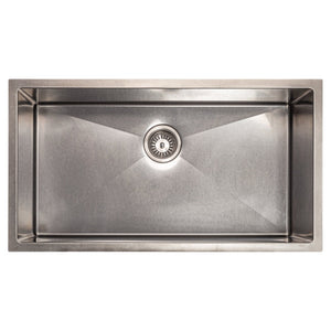 ZLINE Meribel 33 in. Undermount Single Bowl Scratch Resistant Stainless Steel Kitchen Sink with Bottom Grid (SRS-33S) overhead, no grate.