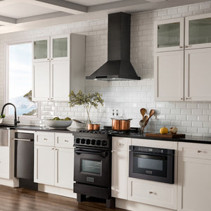 ZLINE 24 in. Convertible Vent Wall Mount Range Hood in Black Stainless Steel (BSKBN-24) in a luxury kitchen.