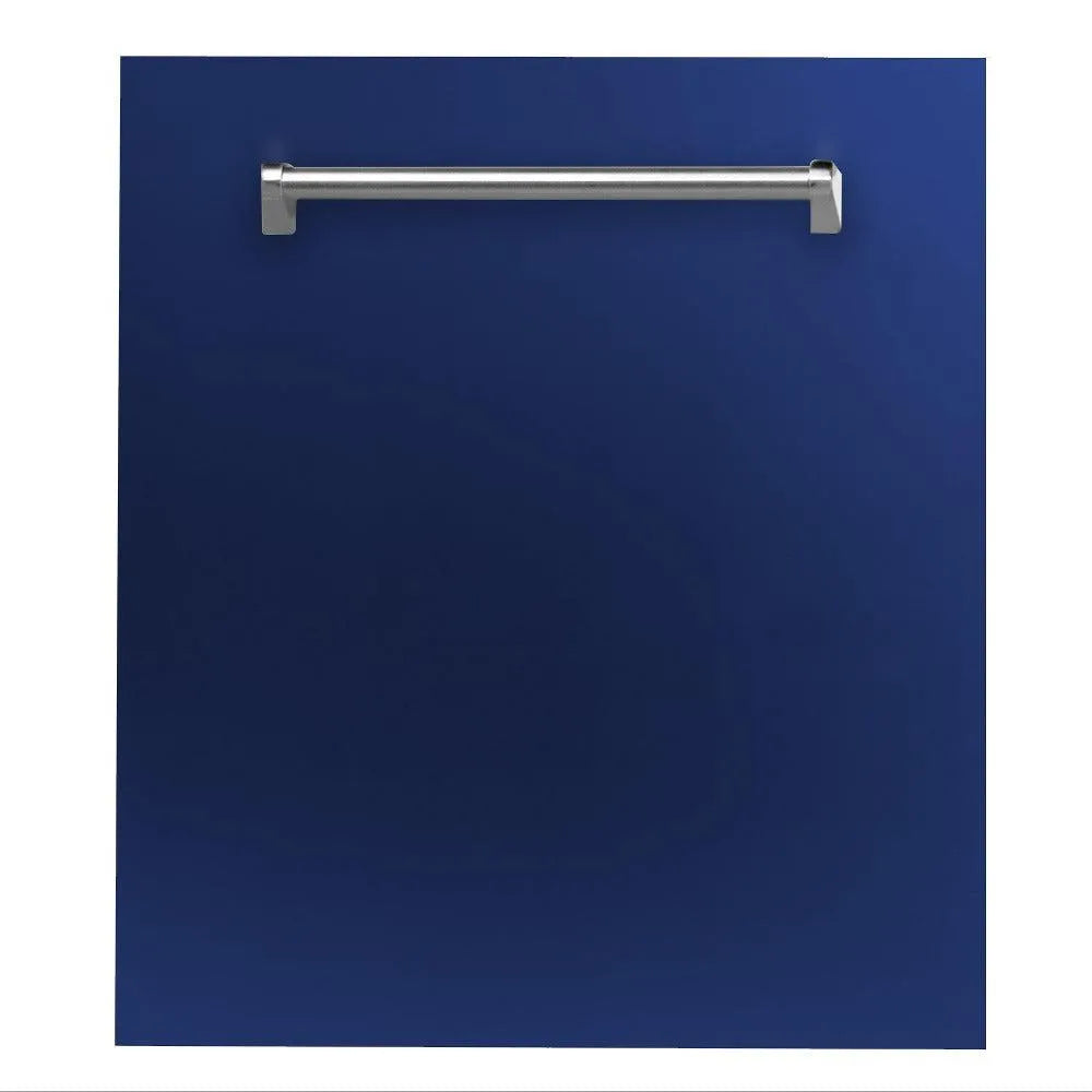 ZLINE 24 in. Top Control Dishwasher with Blue Gloss Panel and Traditional Style Handle, 52dBa (DW-BG-24) main image.